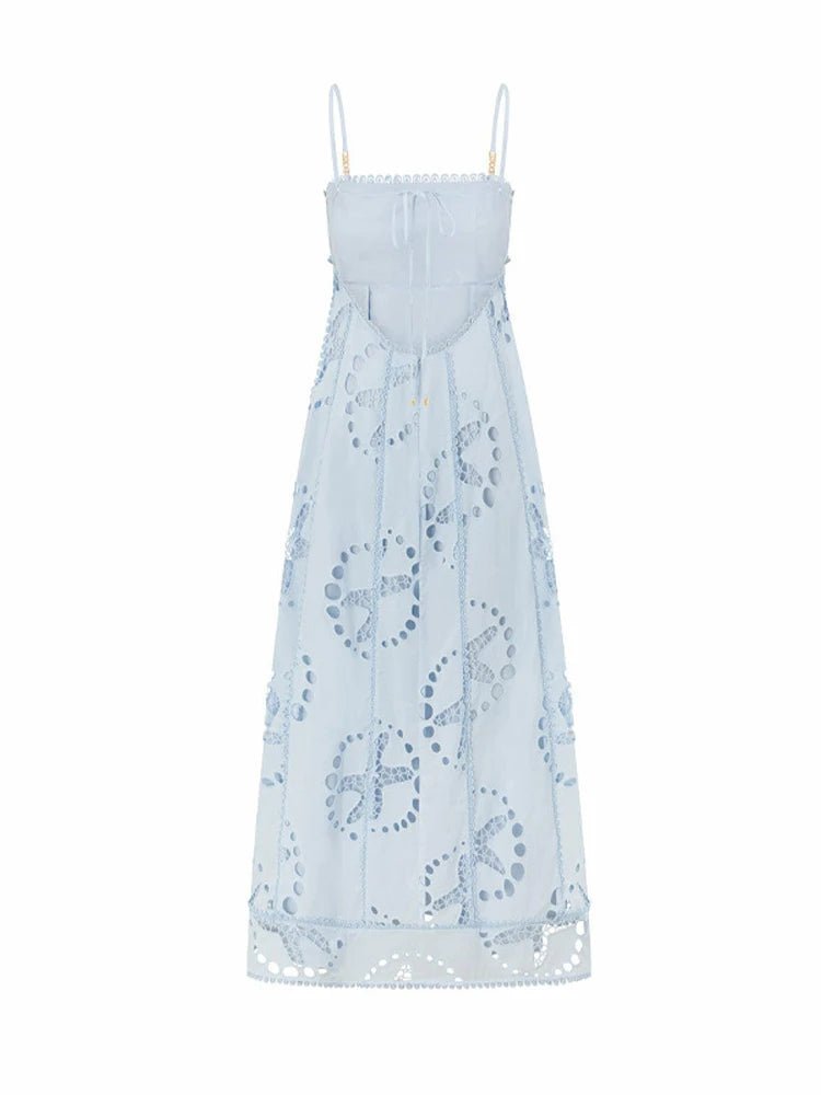 Casual Off Shoulder Lace - Up Maxi Dress - VERRANOO