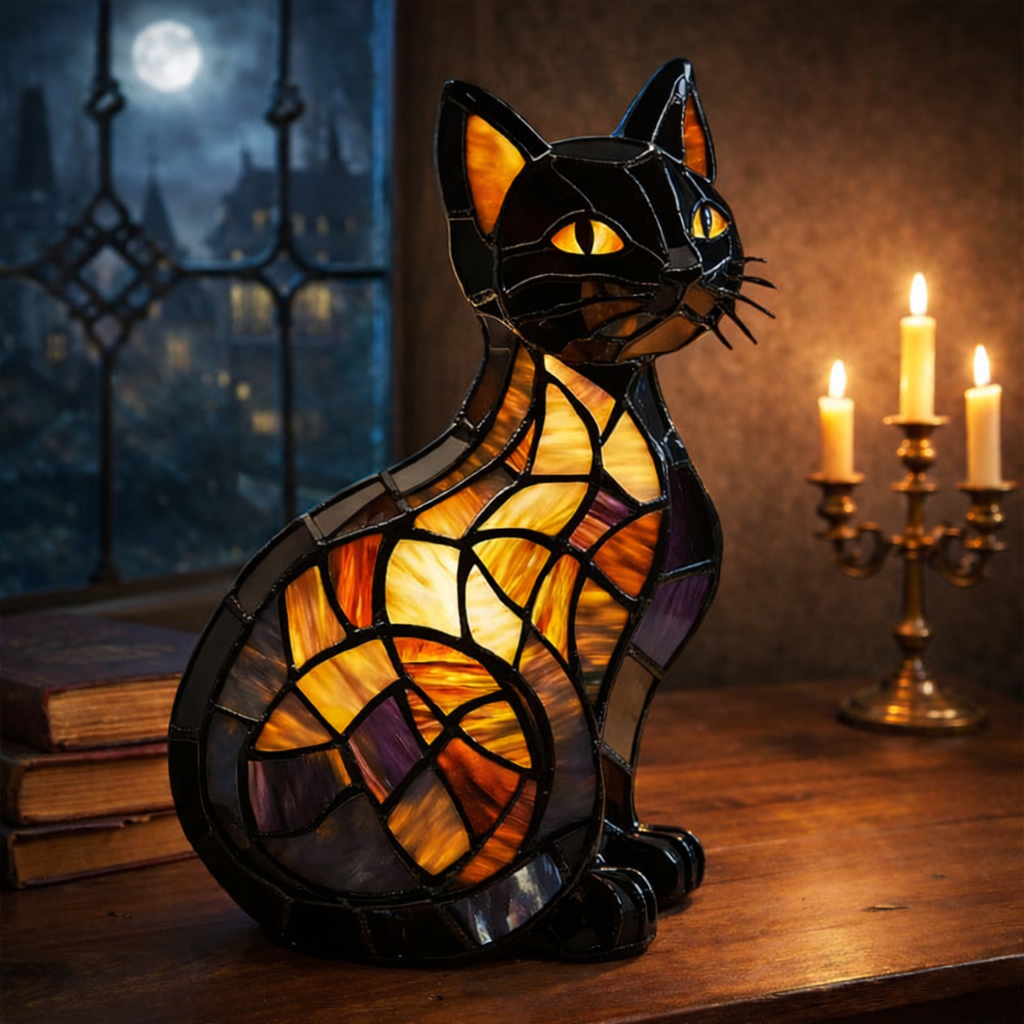 Walter Britto™ Artistic Stained Glass Cat Lamp