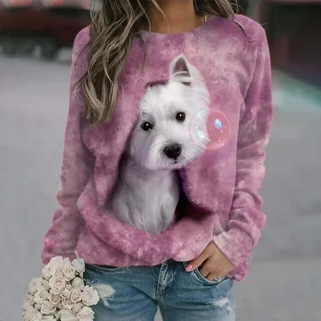 Cozy Dog Print Pullover - VERRANOO