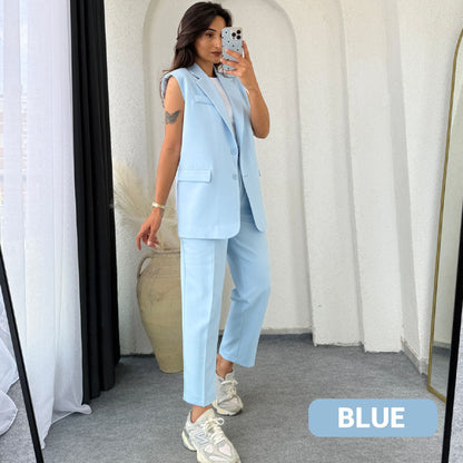 CasuLuxe™ PowerFlow Sleeveless Blazer & Pant Set