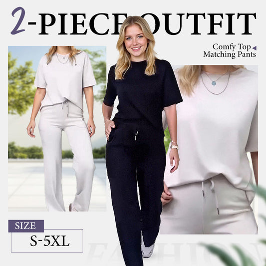 LovuElegant™ Chic Women's 2-Piece Outfit – Comfy Top & Matching Pants