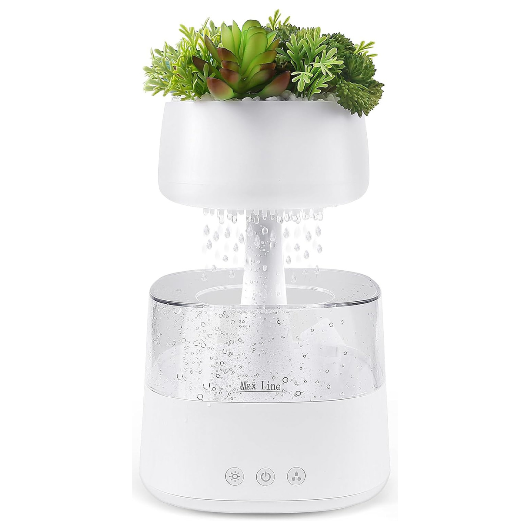 ZenDrop™ Rain Humidifier with Faux Plants