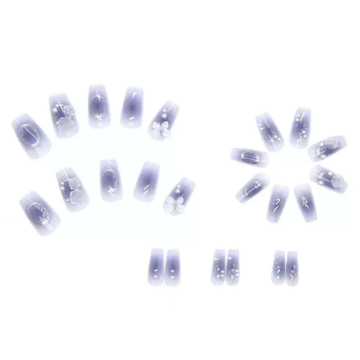 50% OFF I Blue 3D Butterfly Coffin Press-On Nails (24Pcs)