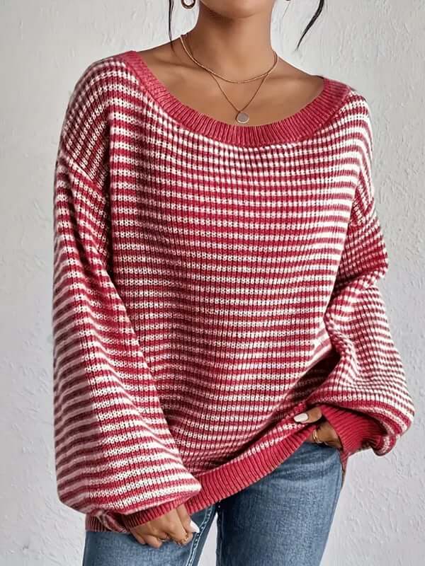 Women's Striped Drop Shoulder Sweater