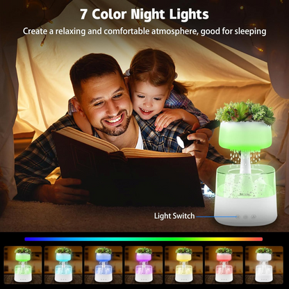 ZenDrop™ Rain Humidifier with Faux Plants