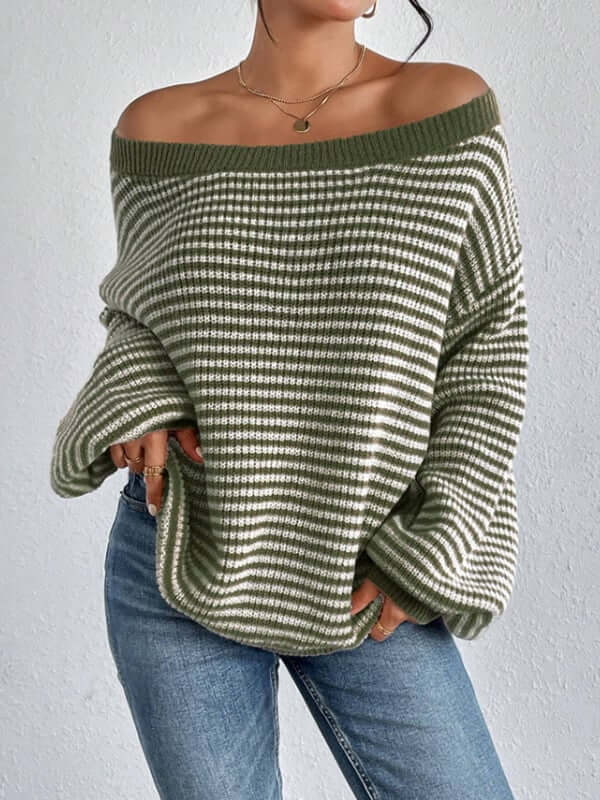 Women's Striped Drop Shoulder Sweater