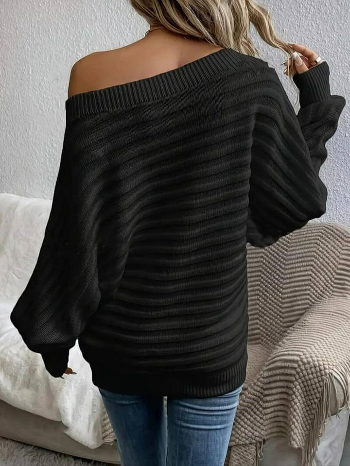 Asymmetrical Batwing Knit Sweater