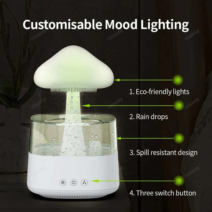 Mushroom Diffuser with Rain - Custom Max Line Rain Cloud Humidifier - Coolpho