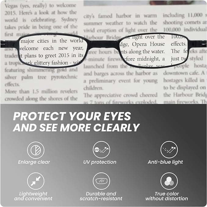 ClearPack™ Ultra-Compact Folding Reading Glasses