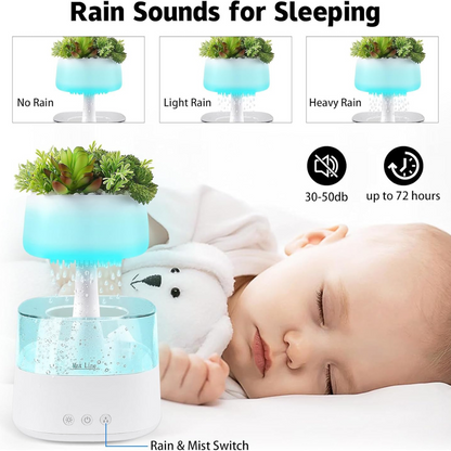 ZenDrop™ Rain Humidifier with Faux Plants