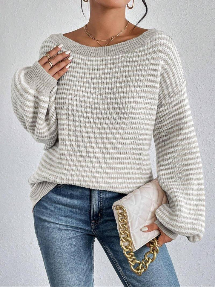 Women's Striped Drop Shoulder Sweater