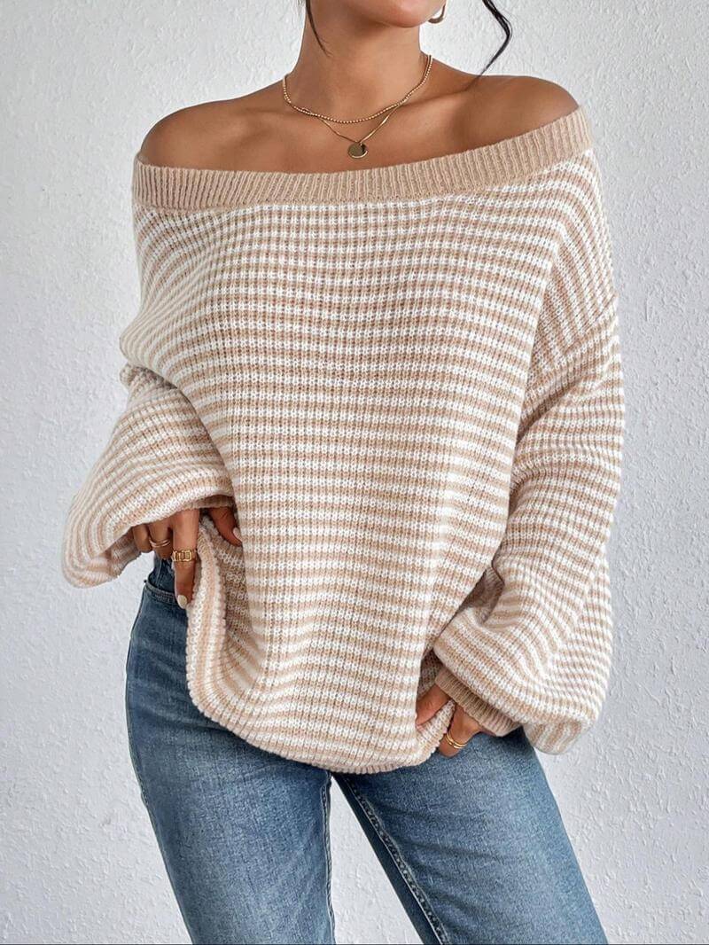 Women's Striped Drop Shoulder Sweater