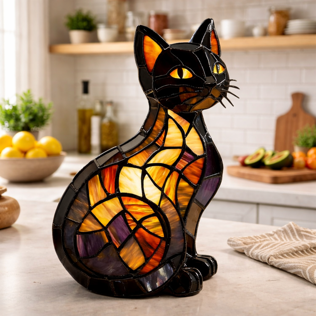 Walter Britto™ Artistic Stained Glass Cat Lamp