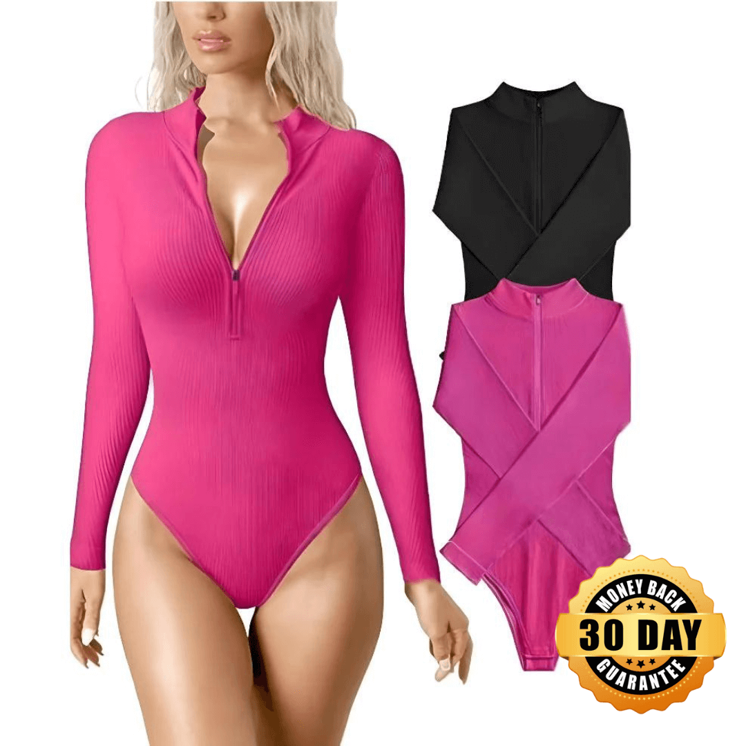 Zip-Up Ribbed Knit Bodysuit