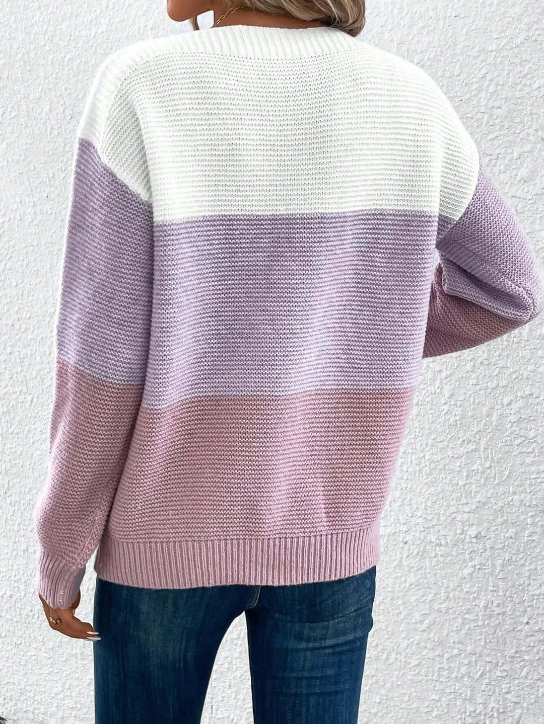 Free Shipping! I Three-Tone Cozy Knit Sweater