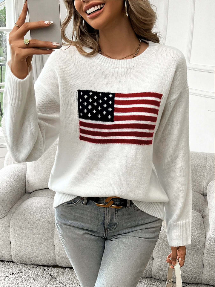 American Flag Crew Neck Sweater