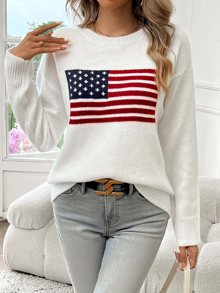 American Flag Crew Neck Sweater