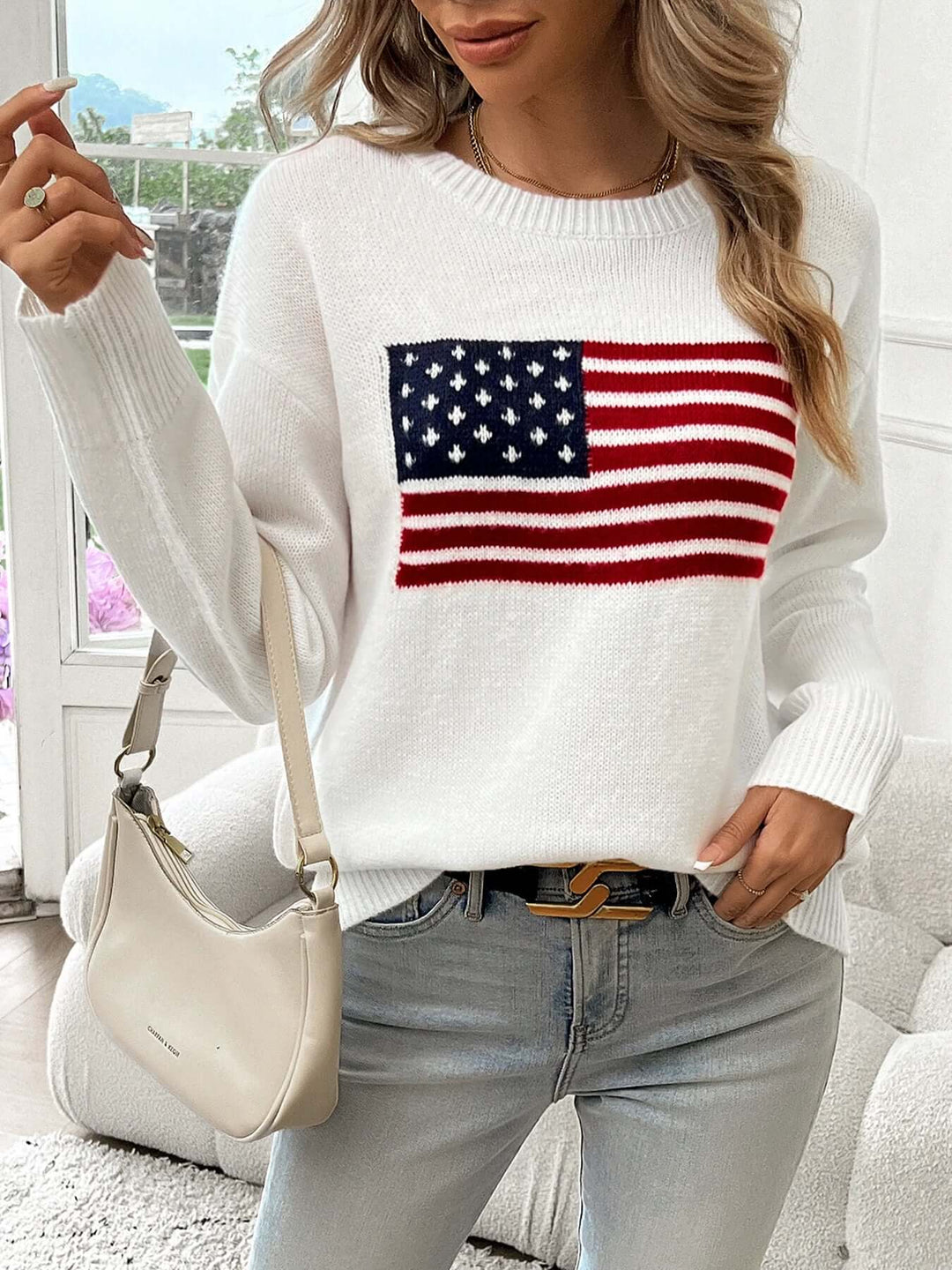 American Flag Crew Neck Sweater