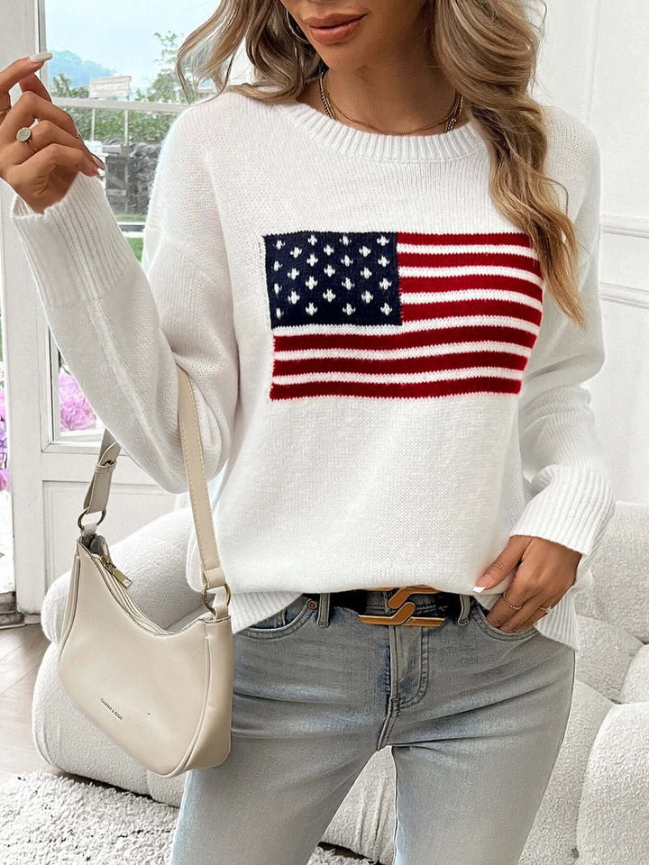 American Flag Crew Neck Sweater