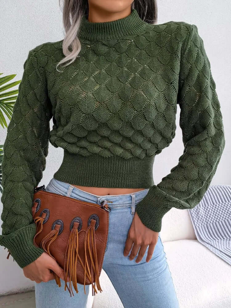 Free Shipping! I Luxe Diamond Knit Crop Sweater