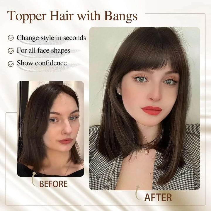 CutyHair Natural Hair Toppers With Bangs