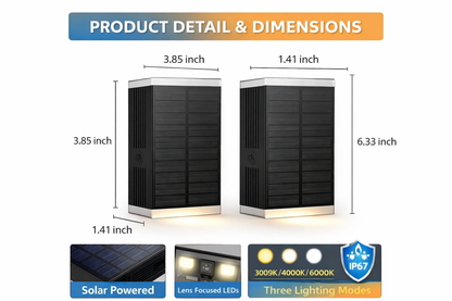 Laurent™ Solar Outdoor Wall Lamp – Adjustable Color Temperature, 2 Pack