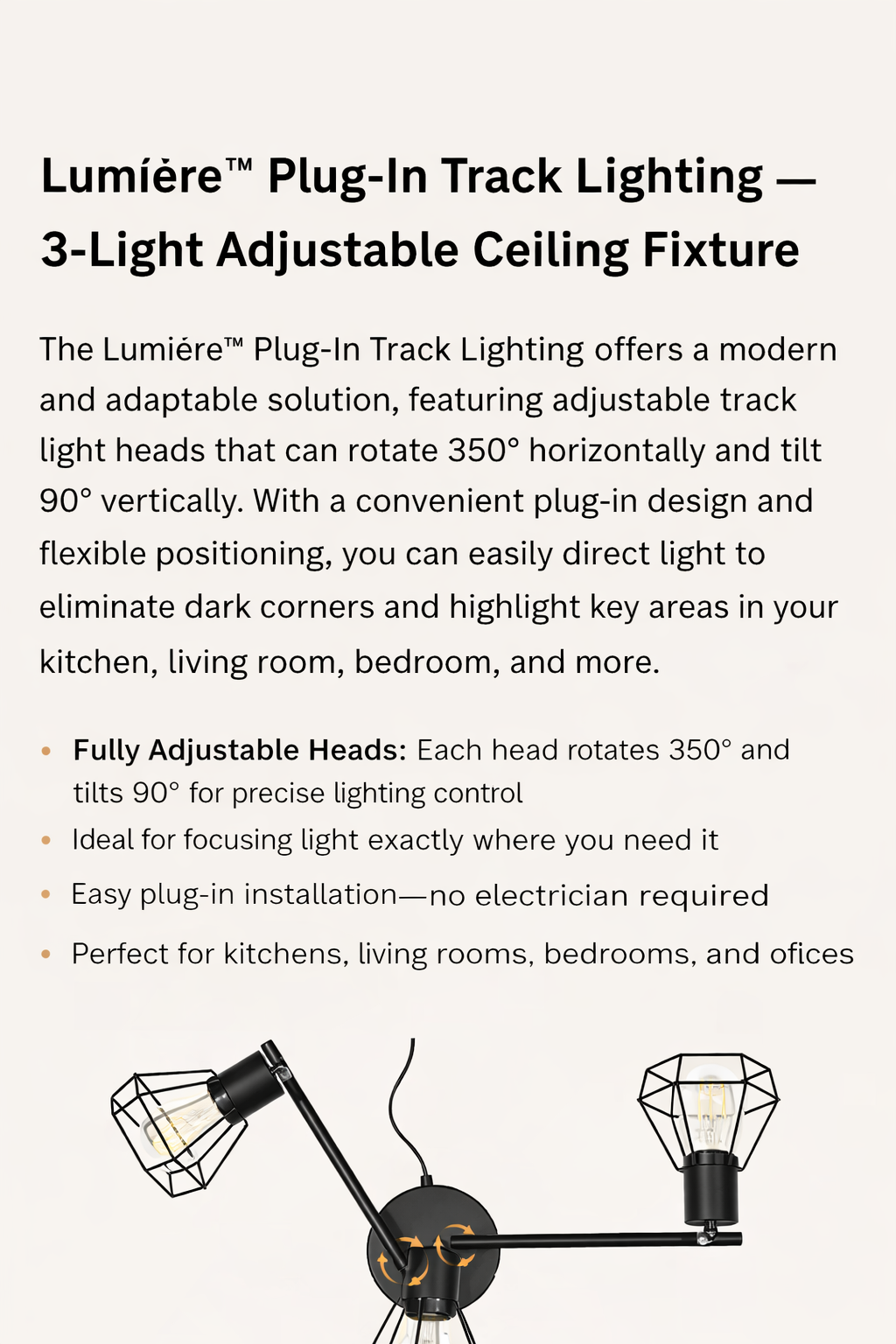 Lumière™ 3-Light Plug-In Track Light