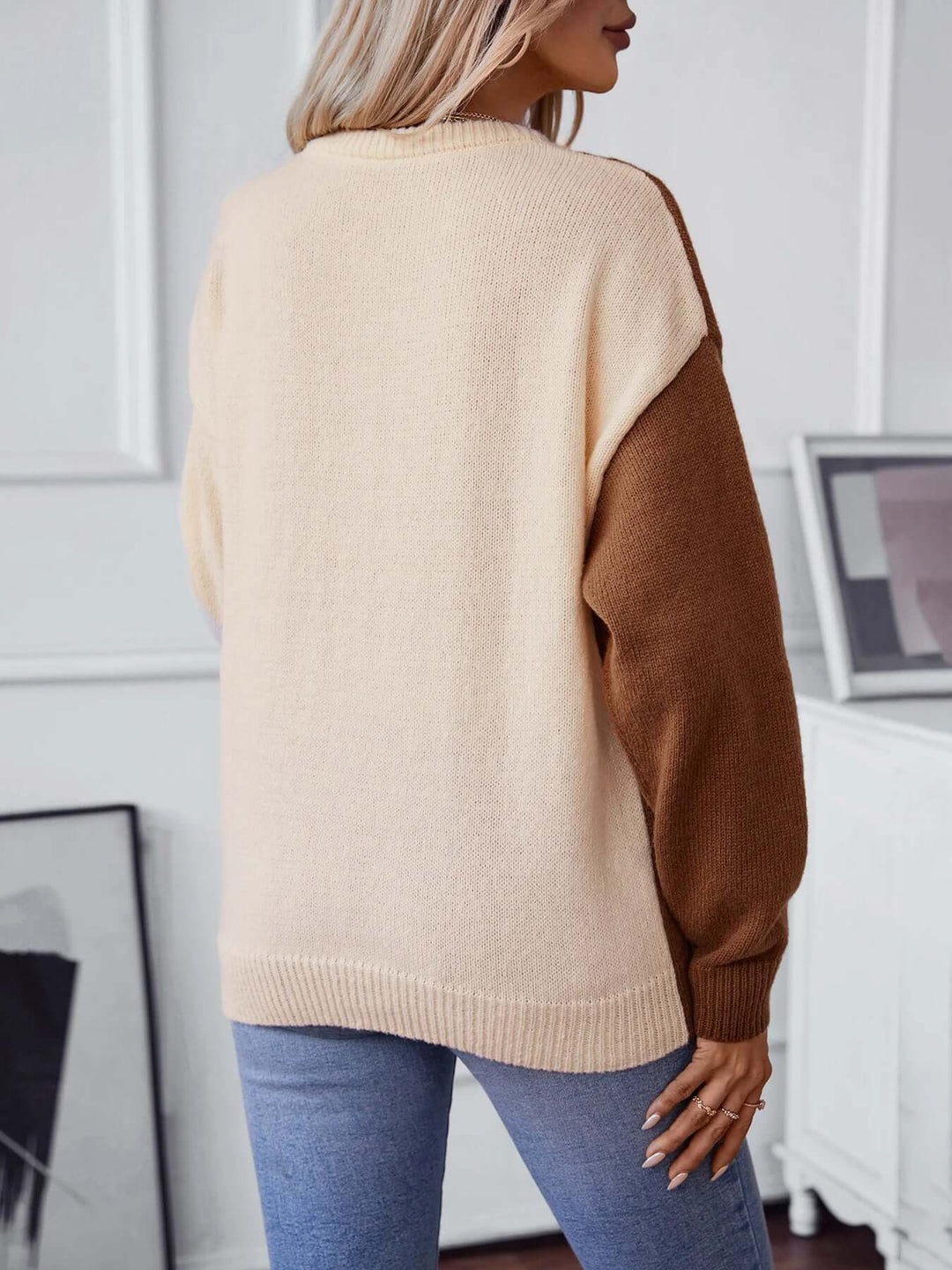 Free Shipping! I Bold Twist Color Block Sweater