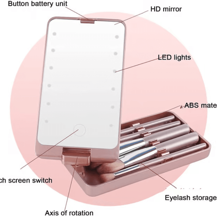 QuickBrush Makeup Brush Set with LED light