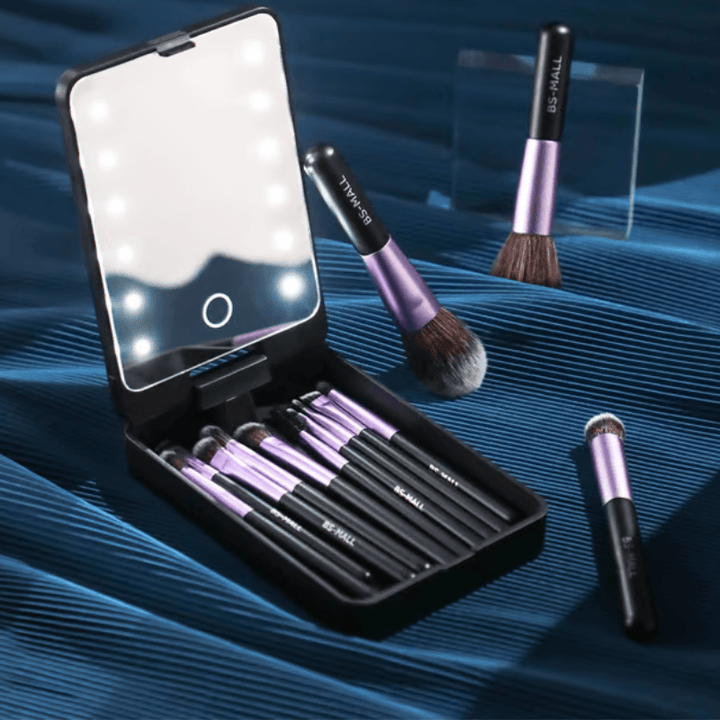 QuickBrush Makeup Brush Set with LED light