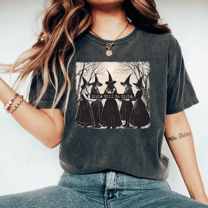 Girls Will Be Girls Witch Witchy Vibes Women's Oversized Comfort T-Shirt