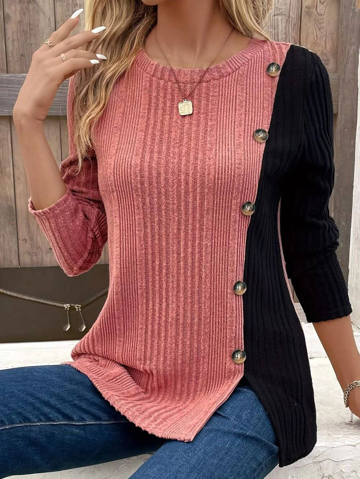 Ribbed Button Accent Everyday Tee