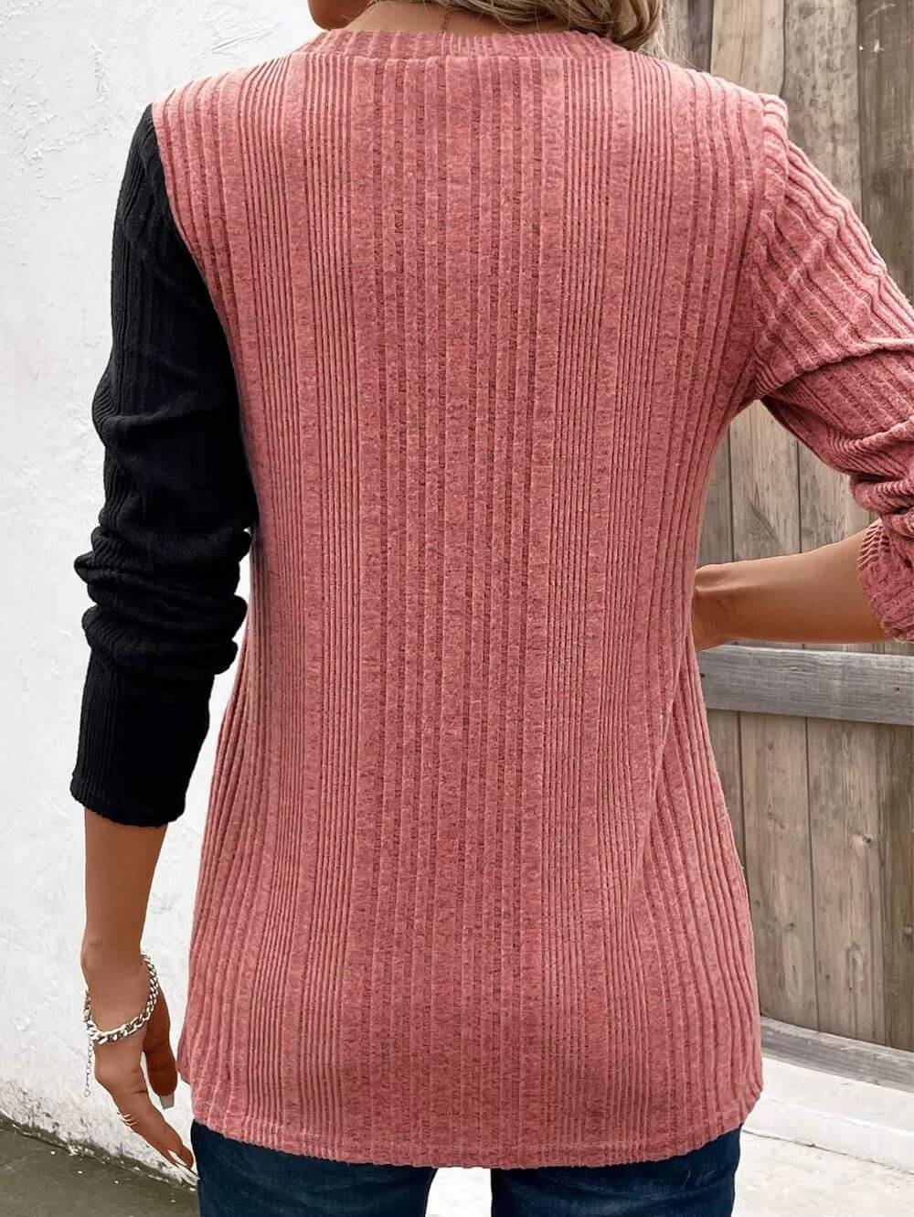 Ribbed Button Accent Everyday Tee