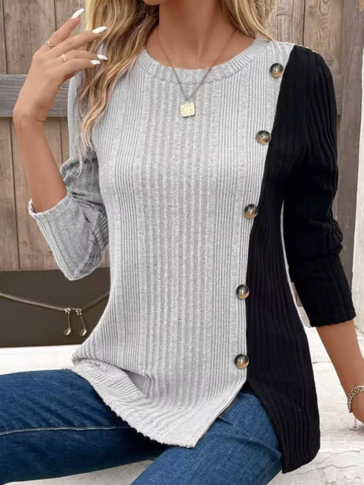 Ribbed Button Accent Everyday Tee