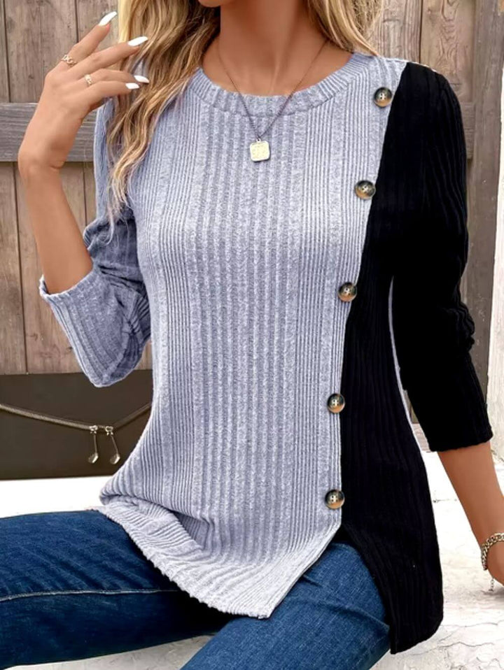 Ribbed Button Accent Everyday Tee