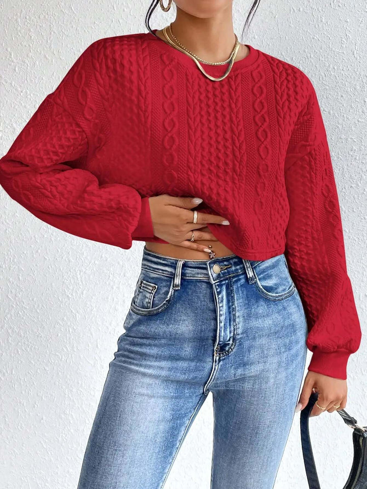 Free Shipping! I Solid Round Neck Short Sweater