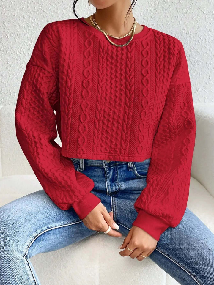 Free Shipping! I Solid Round Neck Short Sweater