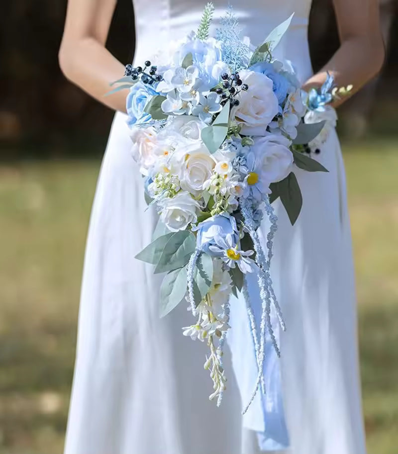AERÉLIA™ Cascading Blue Bridal Bouquet