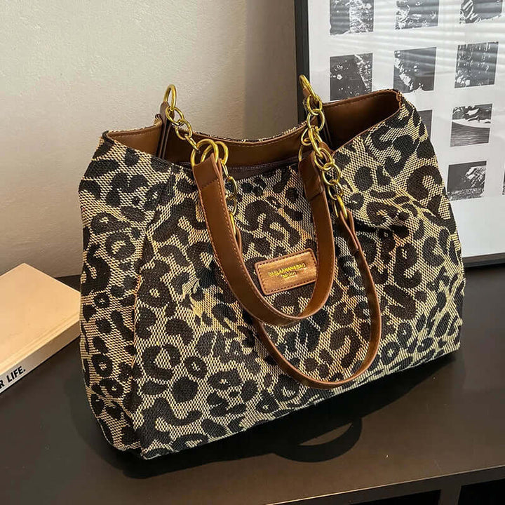 LeoBag Leopard Print Canvas Tote Bag