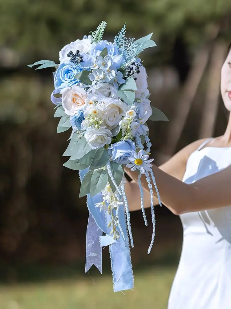 AERÉLIA™ Cascading Blue Bridal Bouquet