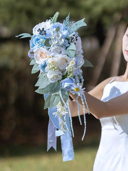 AERÉLIA™ Cascading Blue Bridal Bouquet