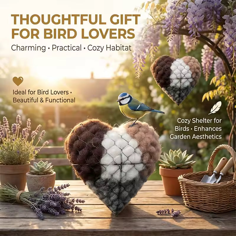 Nestor Heart™ Handmade Fiber Bird Nesting Ornament