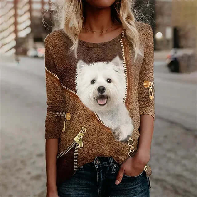 Cozy Dog Print Pullover Sweater