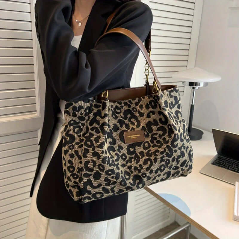 LeoBag Leopard Print Canvas Tote Bag