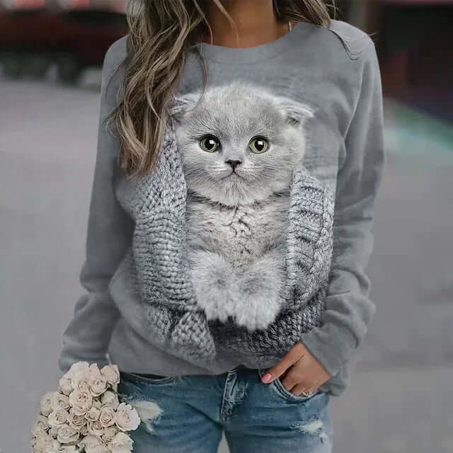 Cozy Cat Print Sweater