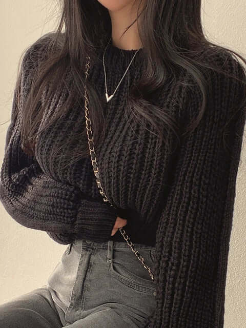 Vintage Lantern Sleeve Knit Sweater