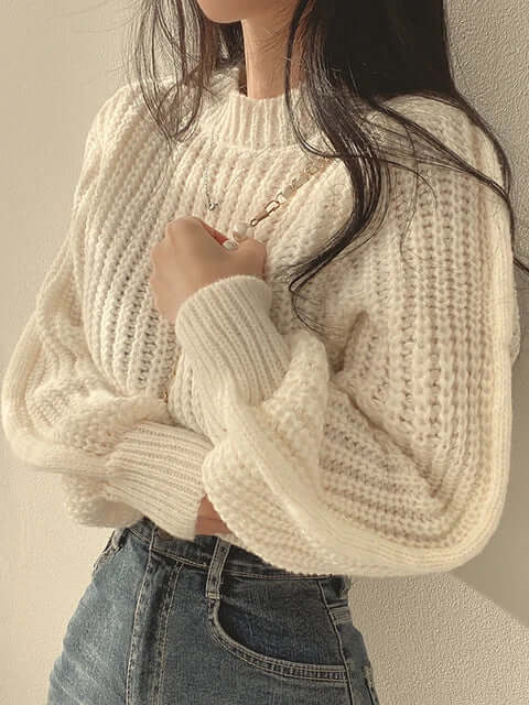 Vintage Lantern Sleeve Knit Sweater