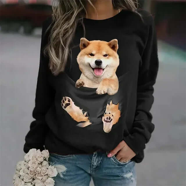 Cozy Dog Print Pullover Sweater