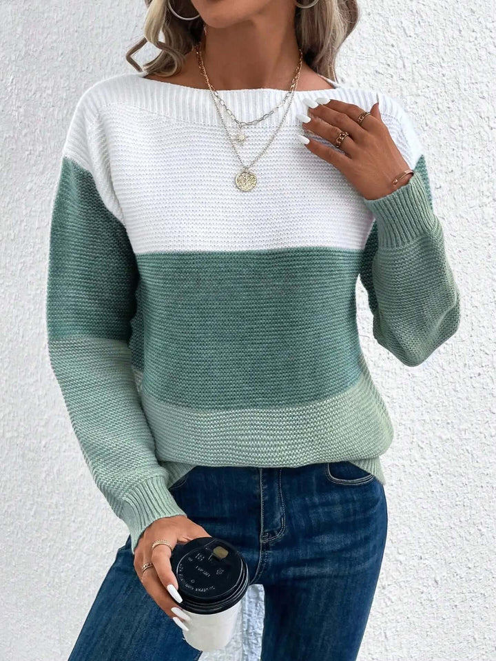 Free Shipping! I Three-Tone Cozy Knit Sweater