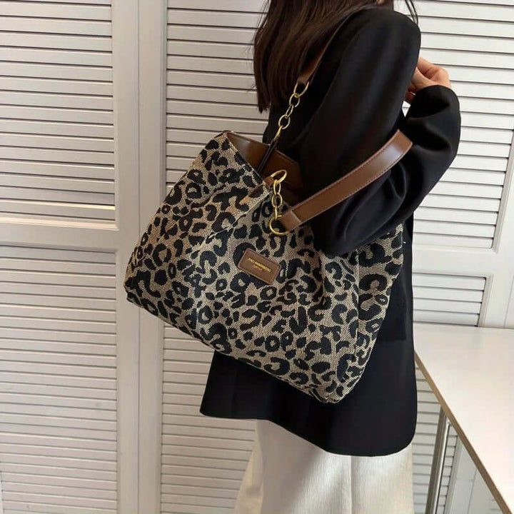 LeoBag Leopard Print Canvas Tote Bag